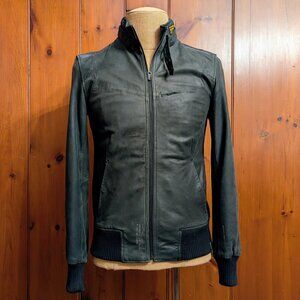 G-STAR RAW | Vintage Leather Bomber/Moto-Style Jacket | Black | Men's Small